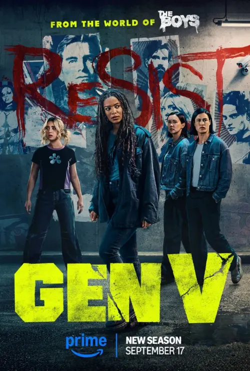 Gen V Season 2 TV series poster available on IPTV subscription for streaming the latest superhero shows in HD and 4K.